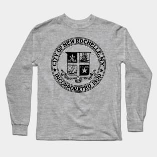 NEW ROCHELLE NY Black City Seal Long Sleeve T-Shirt